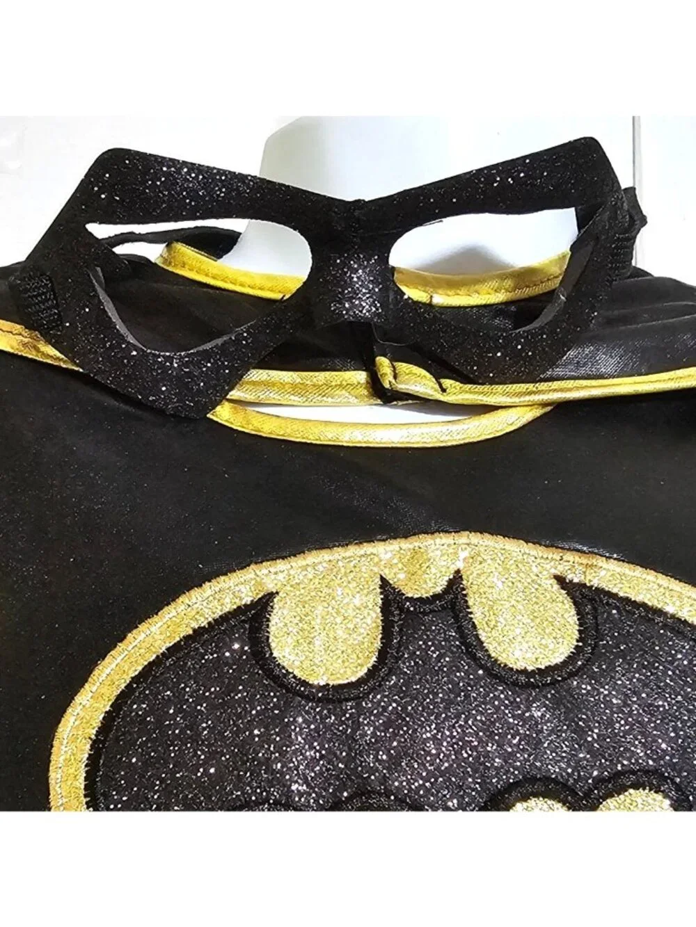 Batgirl Tutu Costume Girl 4-6 Batwoman DC Comic Batman Dress Cape Mask Belt Gold
